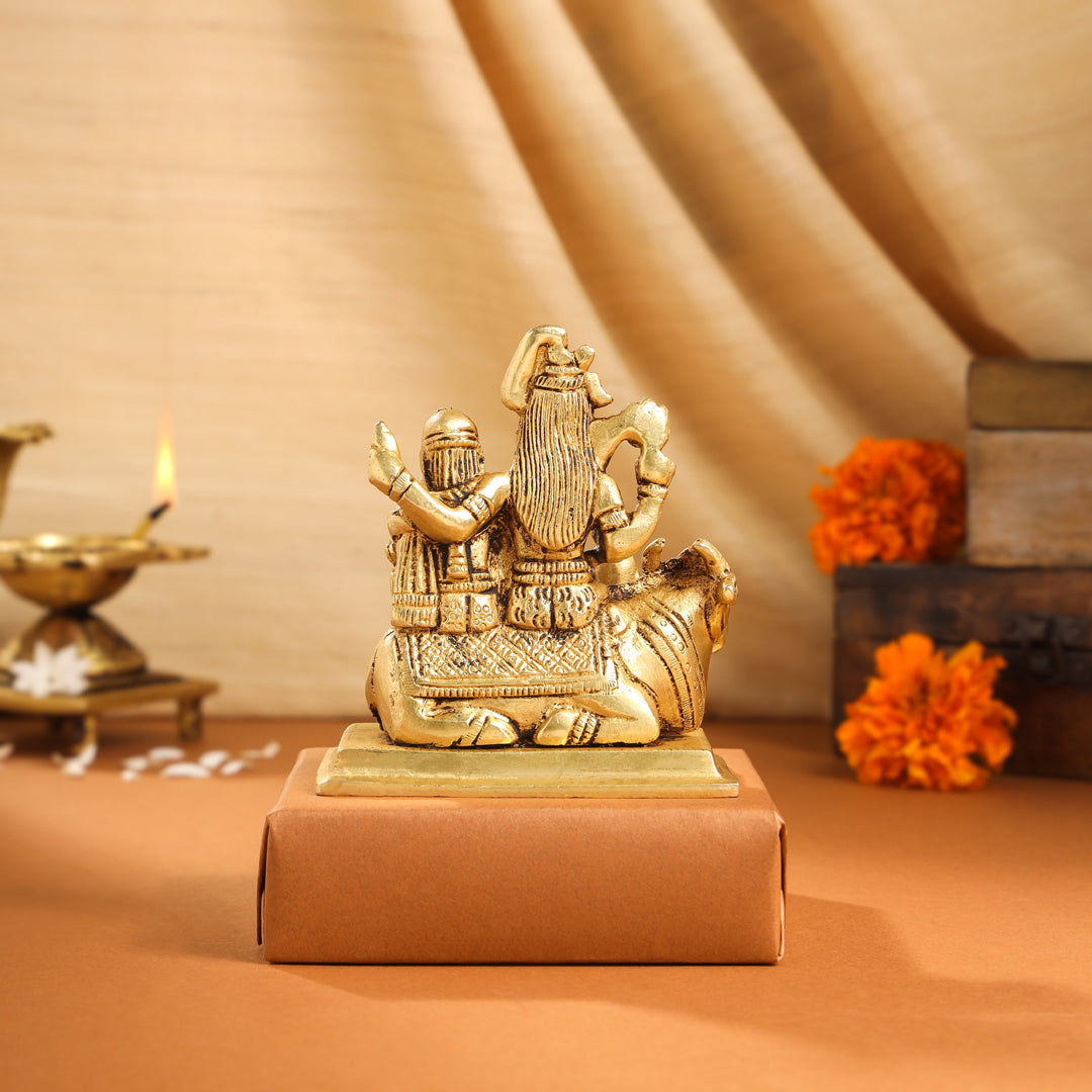 Brass Shiva Family Idol (4 Inch)
