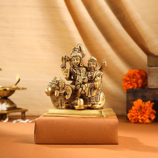 Brass Shiva Family Idol (4 Inch)