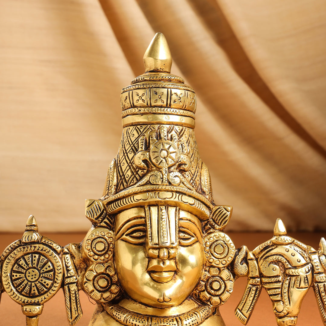 Brass Tirupati Balaji/Venkateshwar Bust (7.5 Inch)