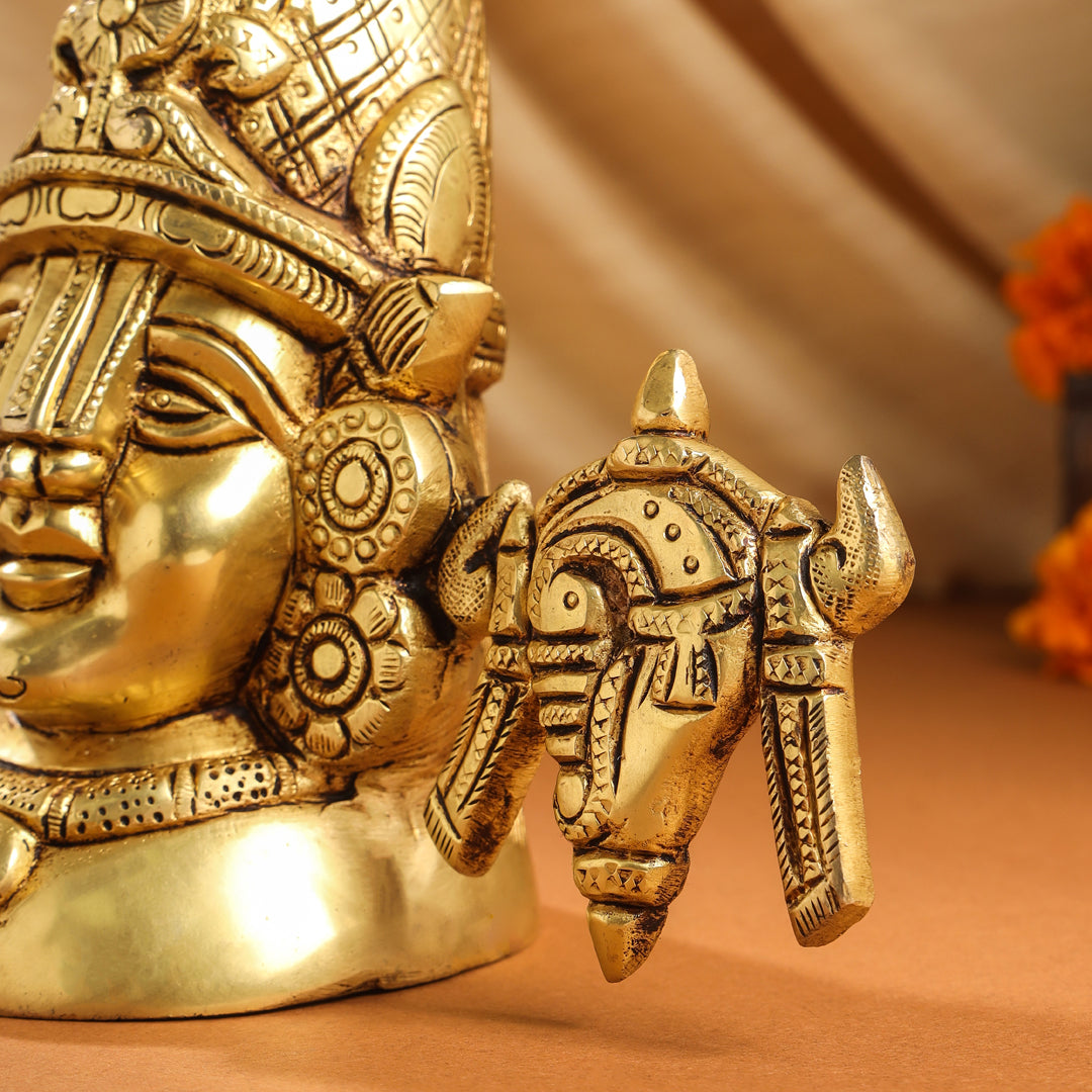 Brass Tirupati Balaji/Venkateshwar Bust (7.5 Inch)