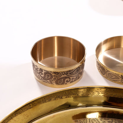 Brass Design Thali/Dinner Set (1.3 Kg)