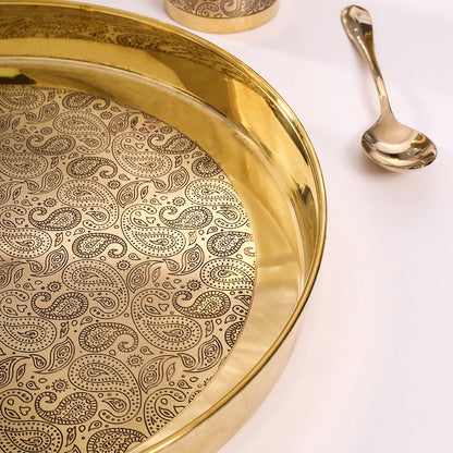 Brass Design Thali/Dinner Set (1.3 Kg)