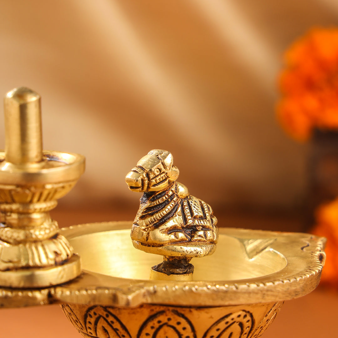 Brass Nandi Shivling Diya (4 Inch)