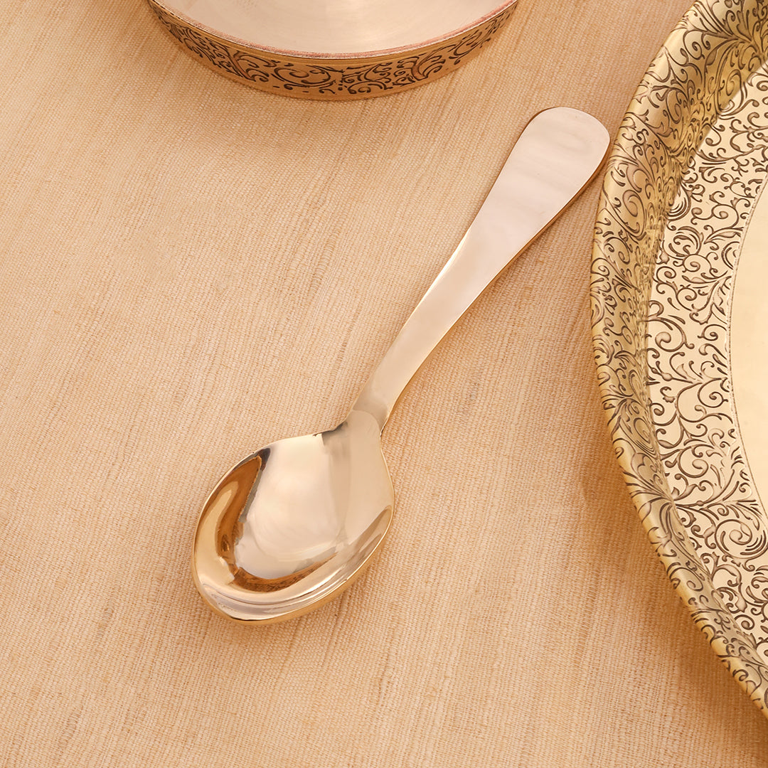 Brass Handcarved Thali/Dinner Set (1.4 Kg)