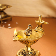 Brass Nandi Shivling Diya (4 Inch)