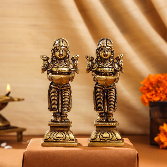 Brass Deep Lakshmi Pair (4.5 Inch)