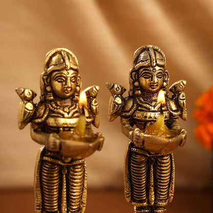 Brass Deep Lakshmi Pair (4.5 Inch)