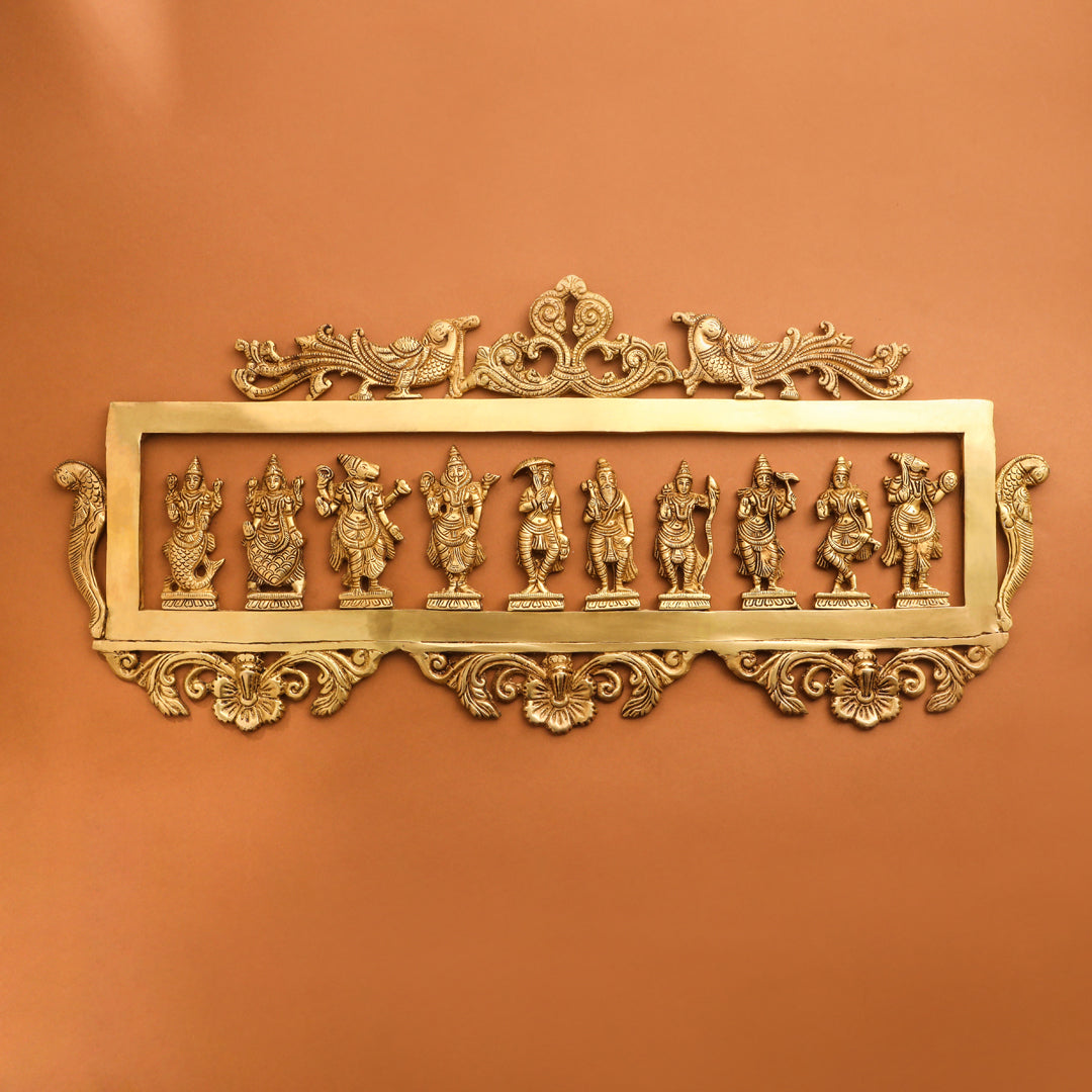 BRASS Dashavatara / VISHNU AVATAR WALL HANGING (11.5")