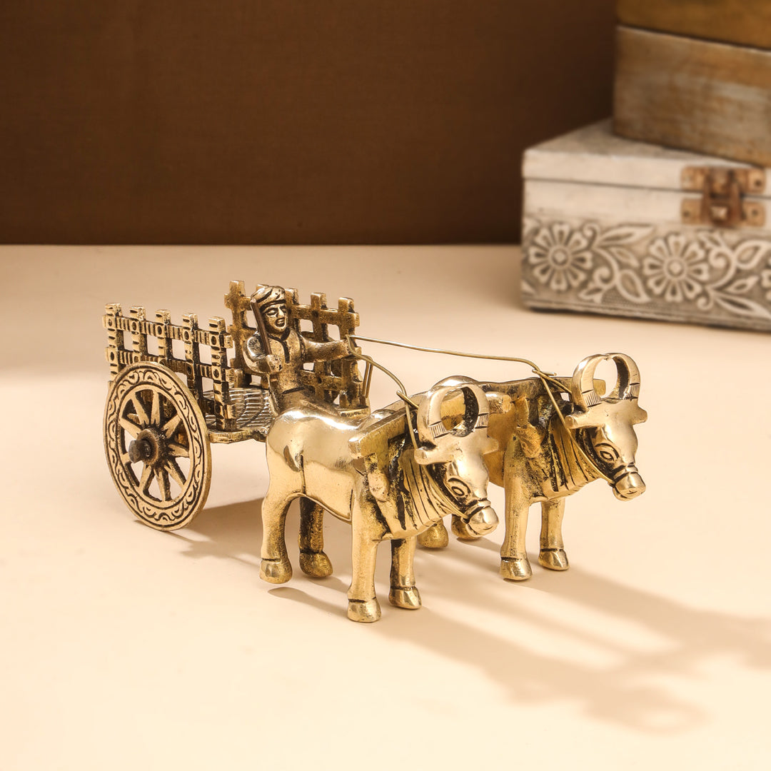 Brass Double Bullock Cart (3 Inch)