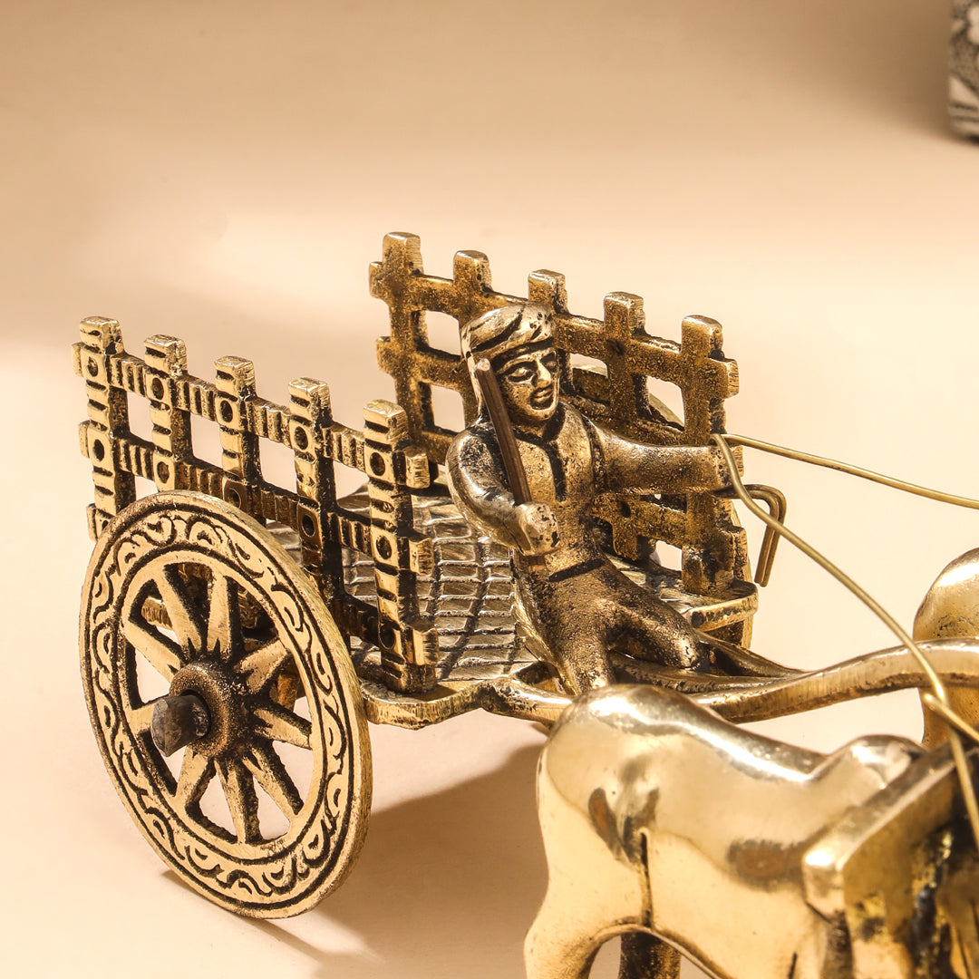 Brass Double Bullock Cart (3 Inch)