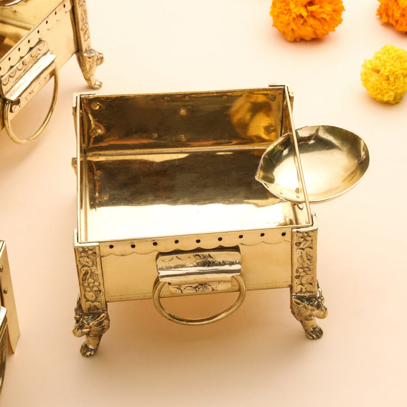 Brass Hawan Kund Akhand Jyot With Diya