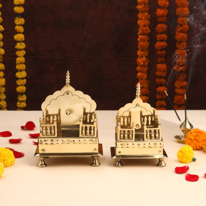 Brass Handcarved Singhasan (7 INCH)