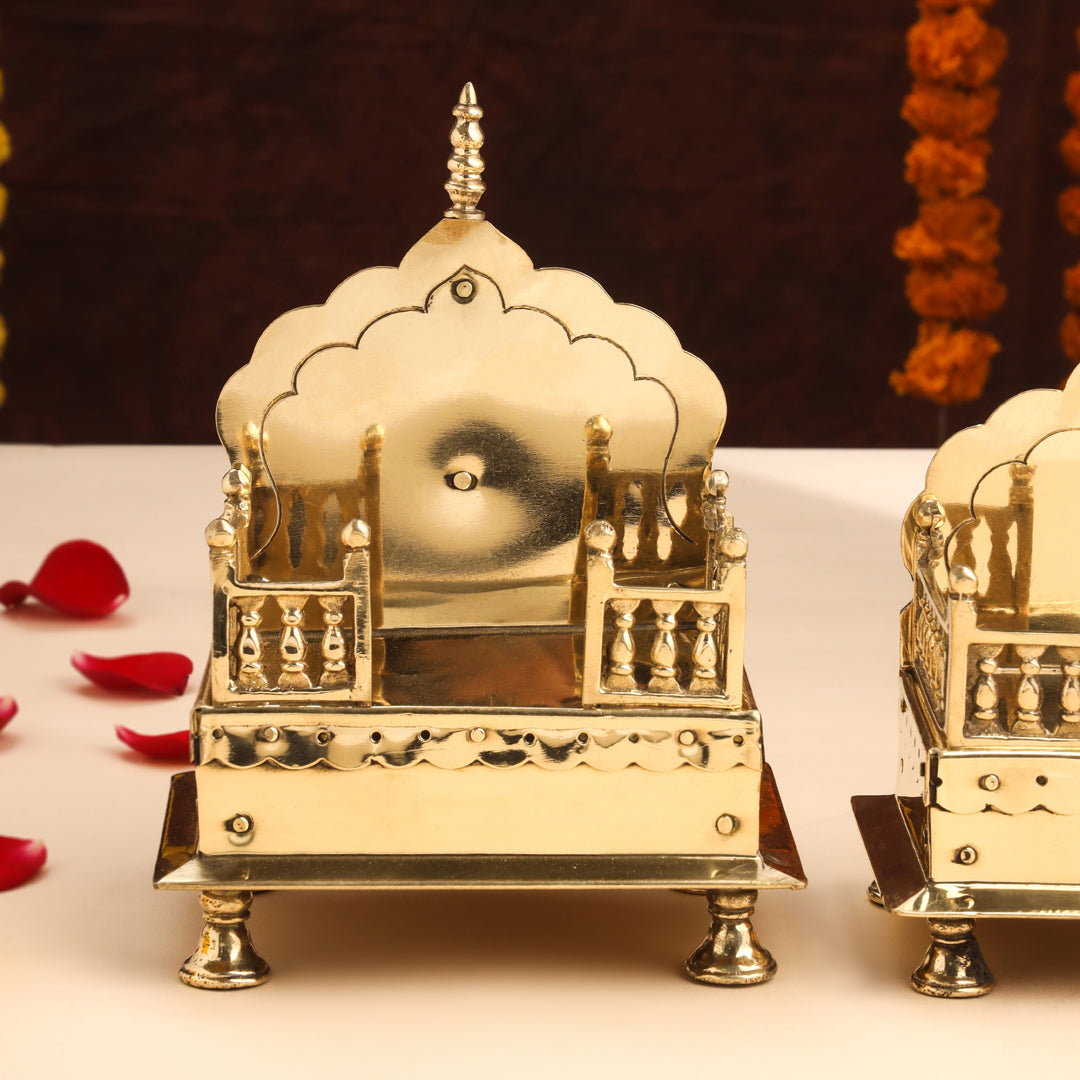 Brass Handcarved Singhasan (7 INCH)