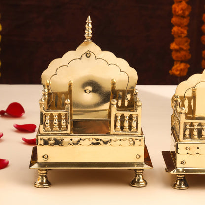 Brass Handcarved Singhasan (7 INCH)