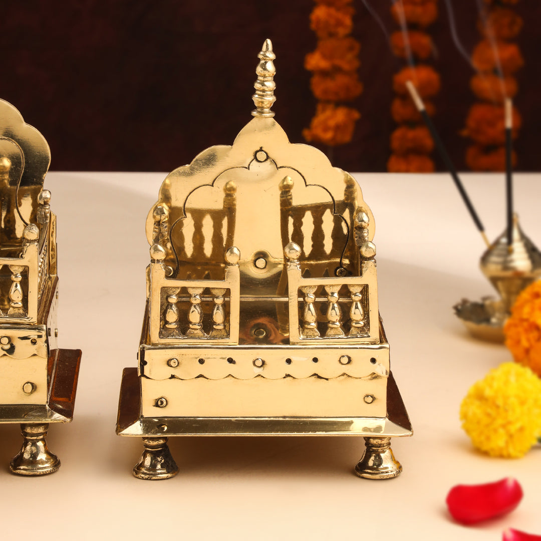 Brass Handcarved Singhasan (7 INCH)