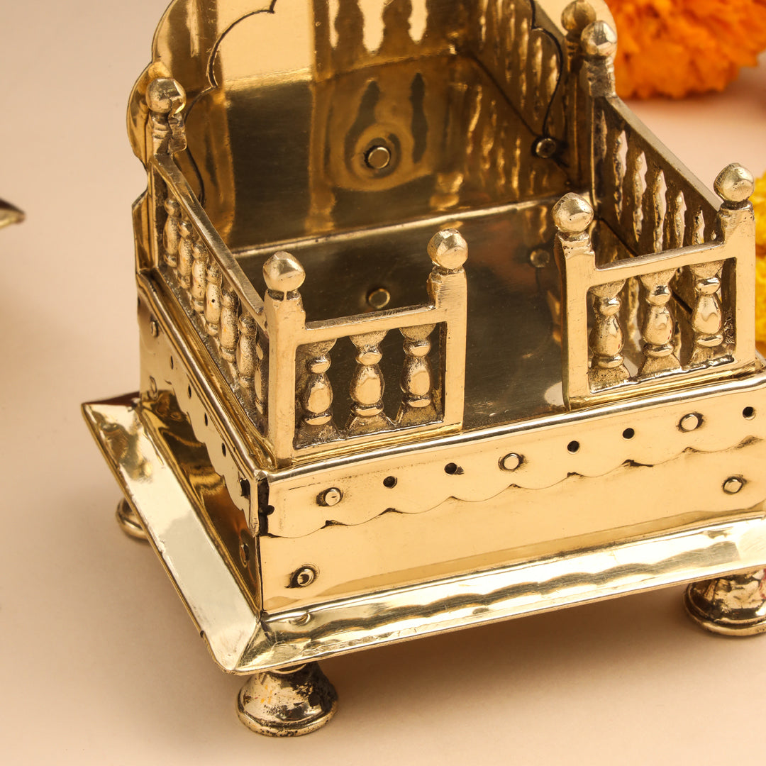 Brass Handcarved Singhasan (7 INCH)