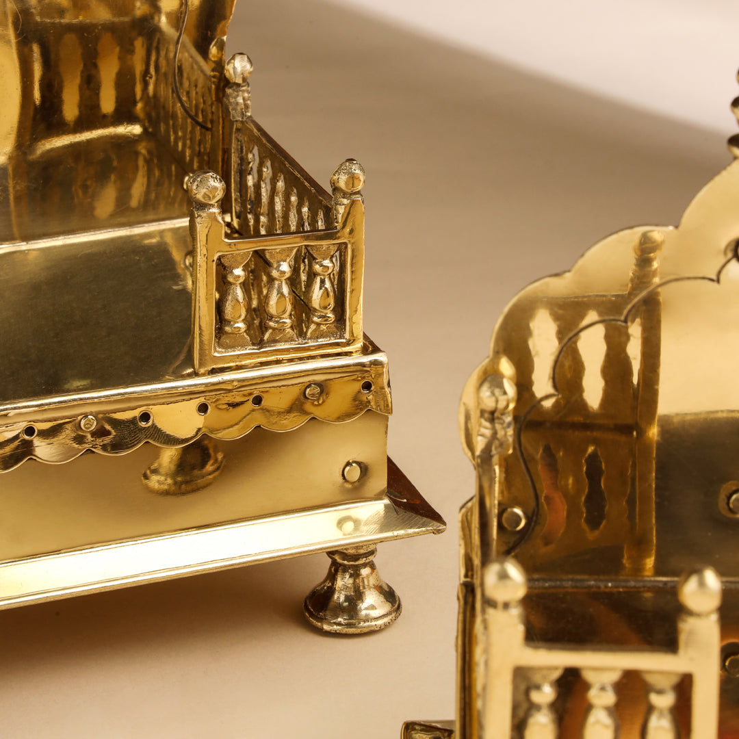 Brass Handcarved Singhasan (7 INCH)