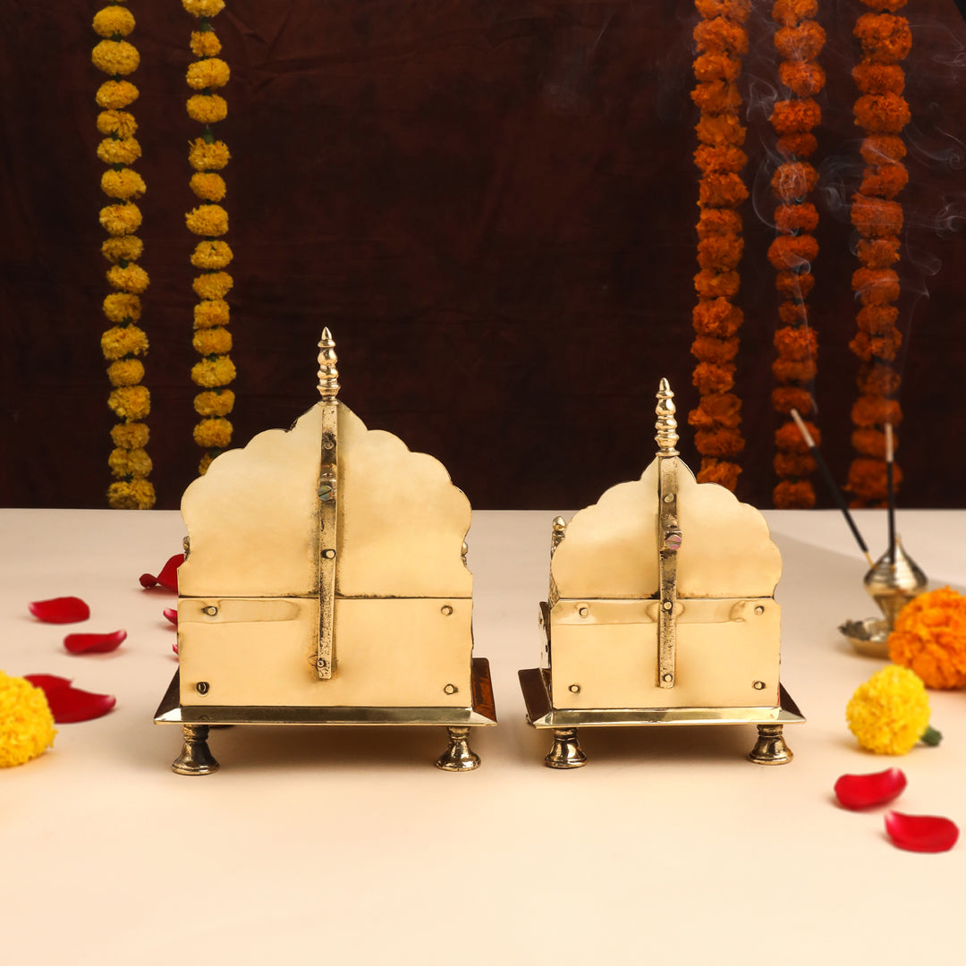 Brass Handcarved Singhasan (7 INCH)