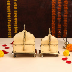 Brass Handcarved Singhasan (7 INCH)