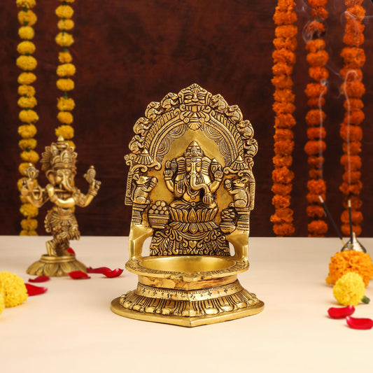 Brass Ganesha Diya/Lamp (10.5 Inch)