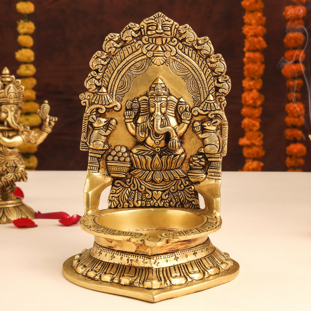 Brass Ganesha Diya/Lamp (10.5 Inch)