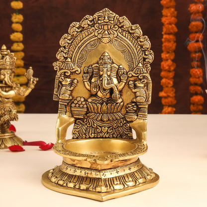 Brass Ganesha Diya/Lamp (10.5 Inch)