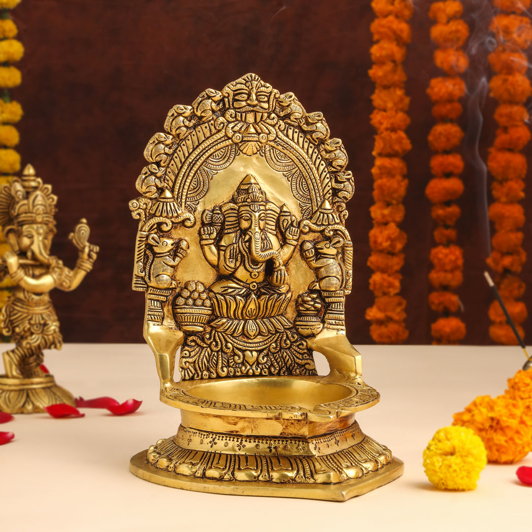 Brass Ganesha Diya/Lamp (10.5 Inch)