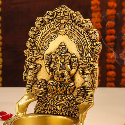Brass Ganesha Diya/Lamp (10.5 Inch)