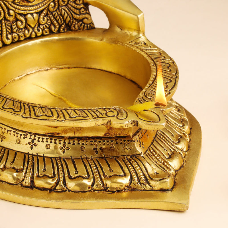 Brass Ganesha Diya/Lamp (10.5 Inch)