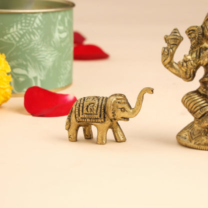Brass Ganesha Idol With Elephants Combo