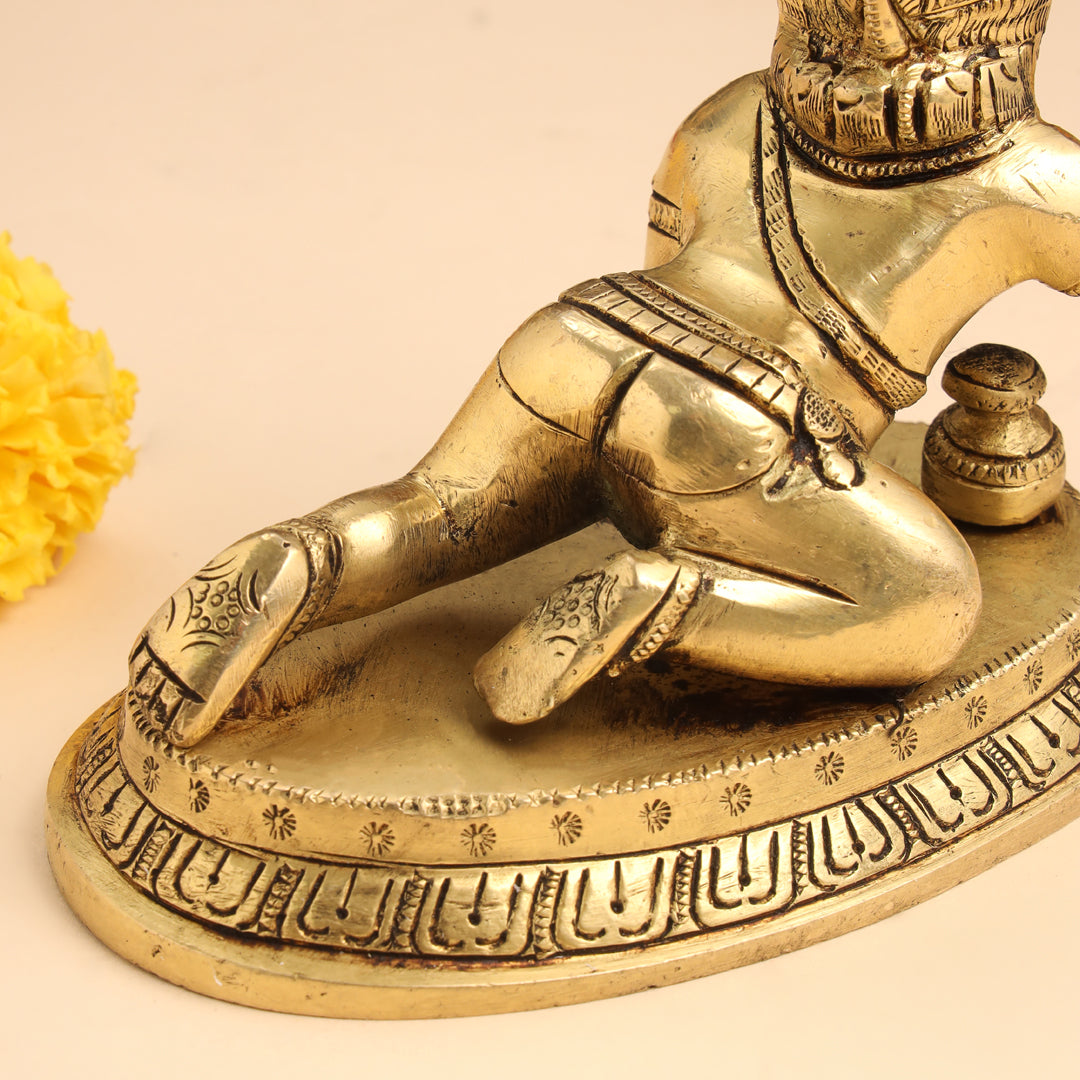 Brass Laddu Gopal With Base Idol (4 Inch)