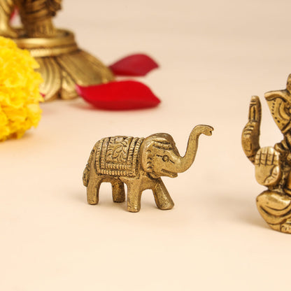 Brass Ganesha Idol With Elephants Combo