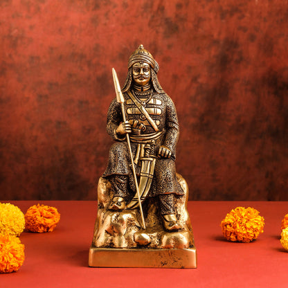 Brass Maharana Pratap Sitting Statue (10.5 Inch)