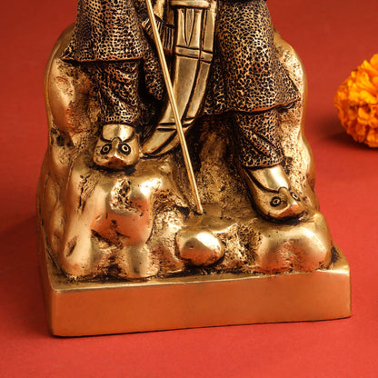 Brass Maharana Pratap Sitting Statue (10.5 Inch)