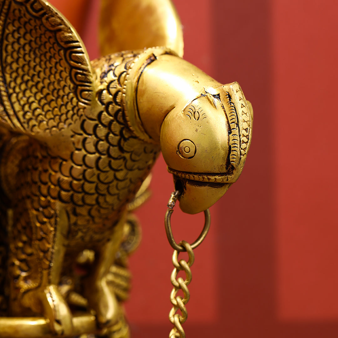 Brass Parrot Wall Hanging With Bell (16 Inch)