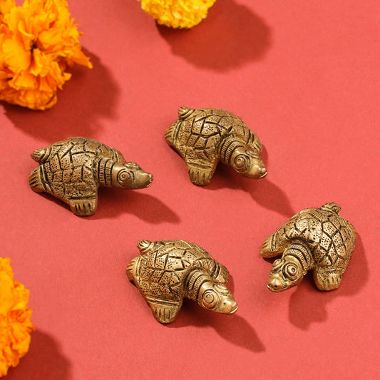 Brass Tortoise Vastu/Feng Shui Set Of Four (0.5 Inch)