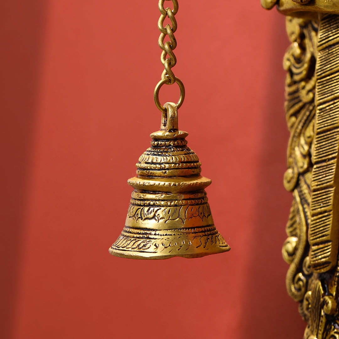 Brass Parrot Wall Hanging With Bell (16 Inch)