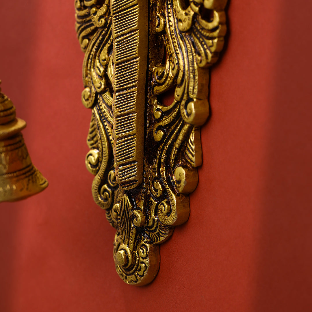 Brass Parrot Wall Hanging With Bell (16 Inch)