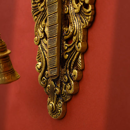 Brass Parrot Wall Hanging With Bell (16 Inch)