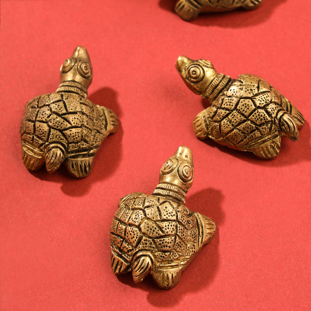 Brass Tortoise Vastu/Feng Shui Set Of Four (0.5 Inch)