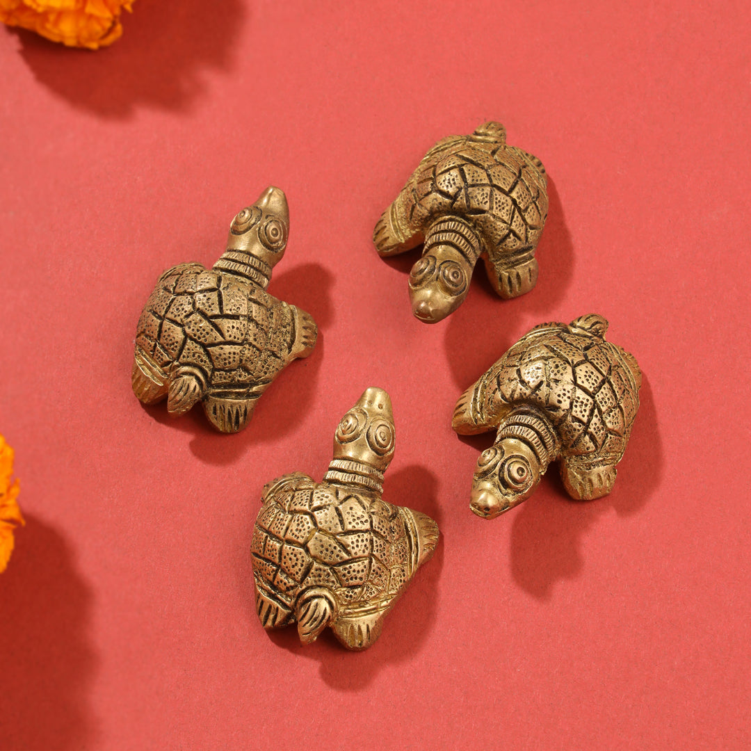 Brass Tortoise Vastu/Feng Shui Set Of Four (0.5 Inch)