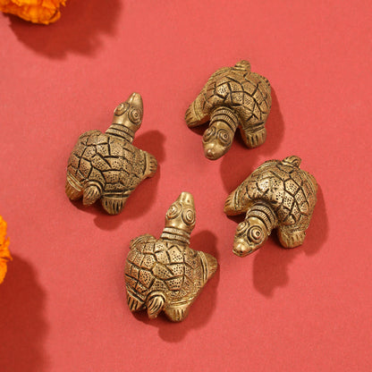 Brass Tortoise Vastu/Feng Shui Set Of Four (0.5 Inch)