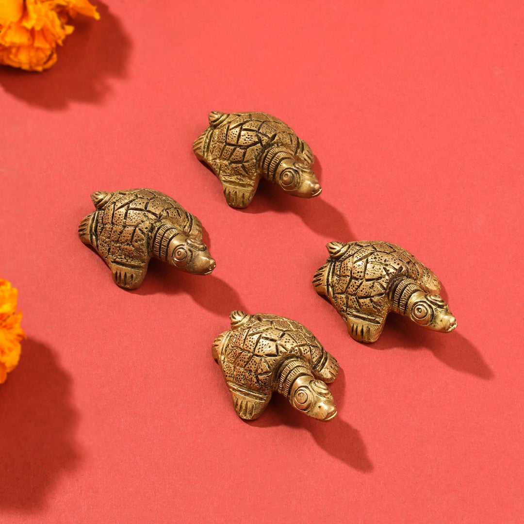 Brass Tortoise Vastu/Feng Shui Set Of Four (0.5 Inch)