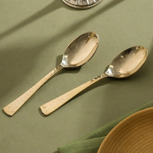 Brass Spoon Pair– Hammered Design (5.5 INCH)