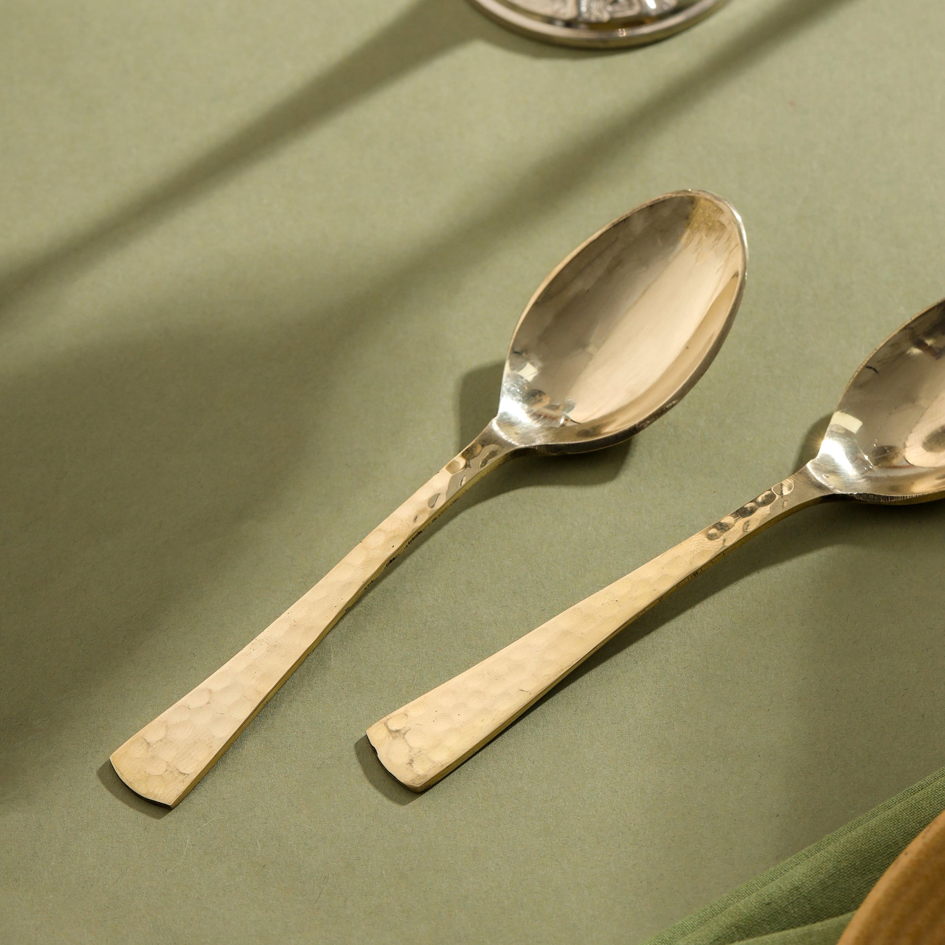 Brass Spoon Pair– Hammered Design (5.5 INCH)
