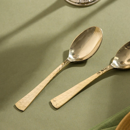Brass Spoon Pair– Hammered Design (5.5 INCH)