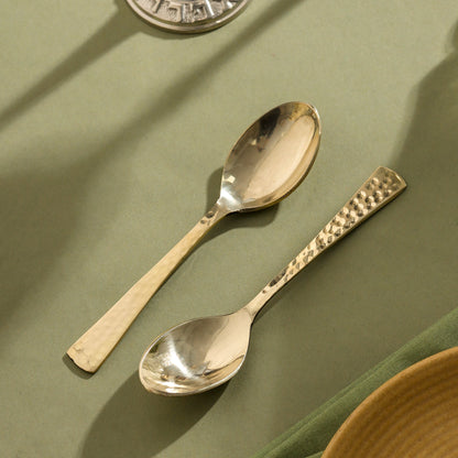 Brass Spoon Pair– Hammered Design (5.5 INCH)