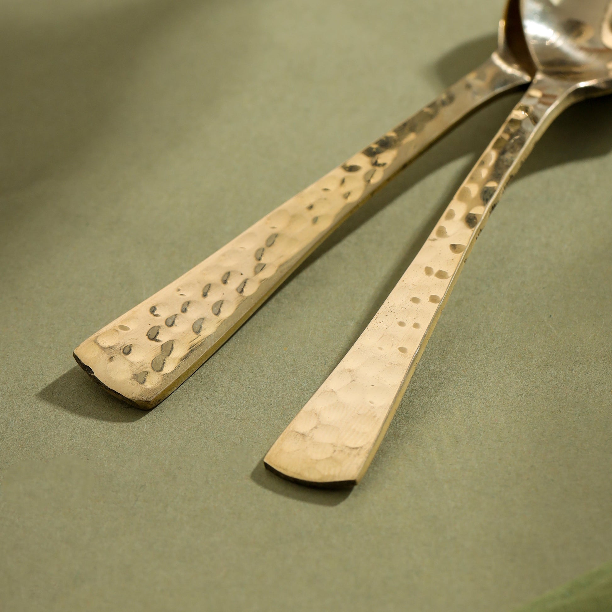 Brass Spoon Pair– Hammered Design (5.5 INCH)