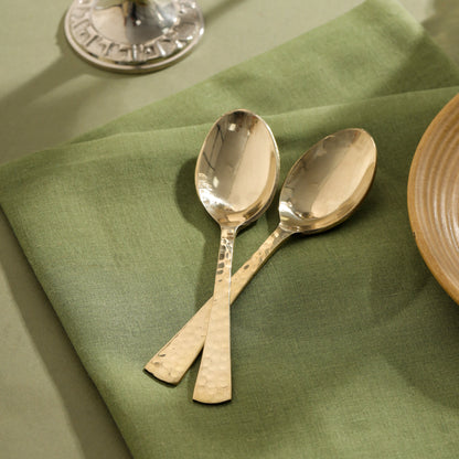 Brass Spoon Pair– Hammered Design (5.5 INCH)