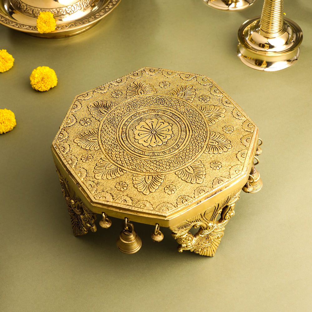 Brass Chowki With Bells (5 Inch)
